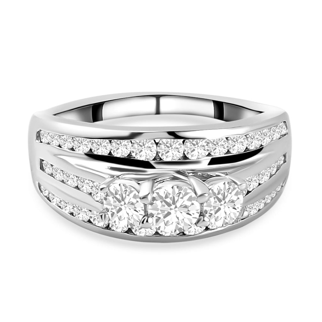 Royal Bali Collection - D'Joy Moissanite Multi-Row Band Ring in Platinum Overlay Sterling Silver 1.50 Ct._8853370