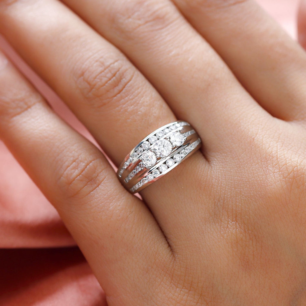 Royal Bali Collection - D'Joy Moissanite Multi-Row Band Ring in Platinum Overlay Sterling Silver 1.50 Ct._8853370_2