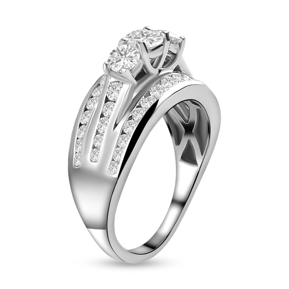 Moissanite Ring in Sterling Silver with Platinum Plating 8853370 4