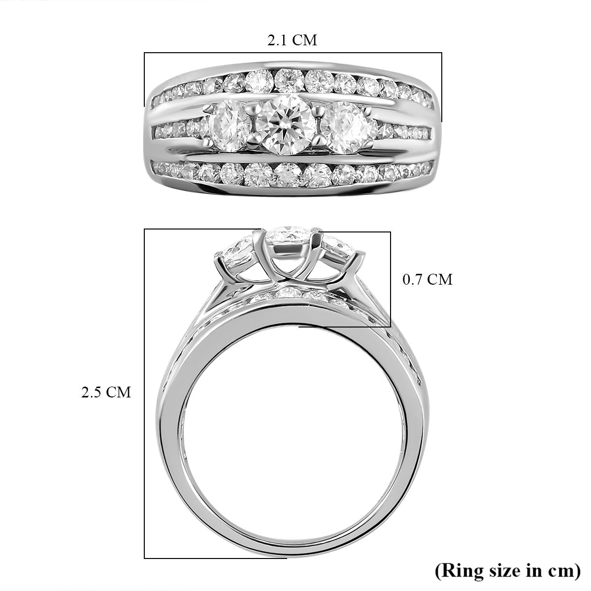 Moissanite Ring in Sterling Silver with Platinum Plating 8853370 6