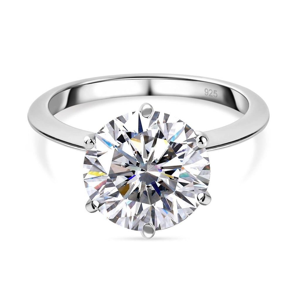 Moissanite Solitaire Ring in Platinum Overlay Sterling Silver 3.37 Ct._8853479