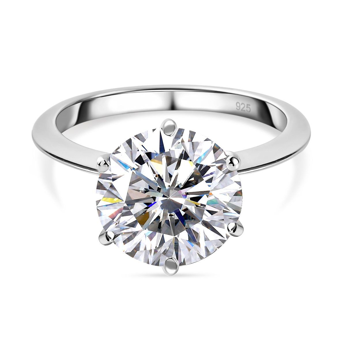 Moissanite Solitaire Ring in Sterling Silver with Platinum Overlay V32516006 0