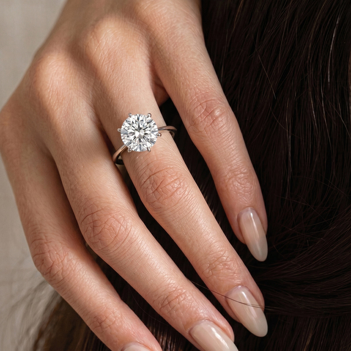 Moissanite Solitaire Ring in Sterling Silver with Platinum Overlay V32516006 4