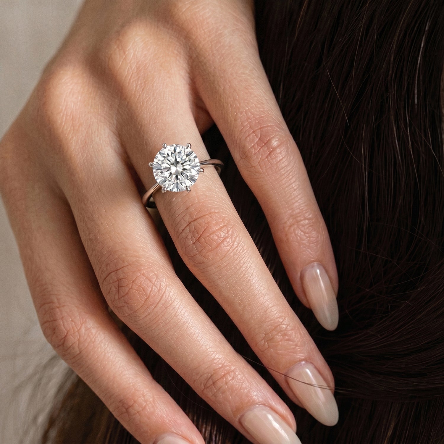 Moissanite Solitaire Ring in Sterling Silver with Platinum Overlay V32516006 4
