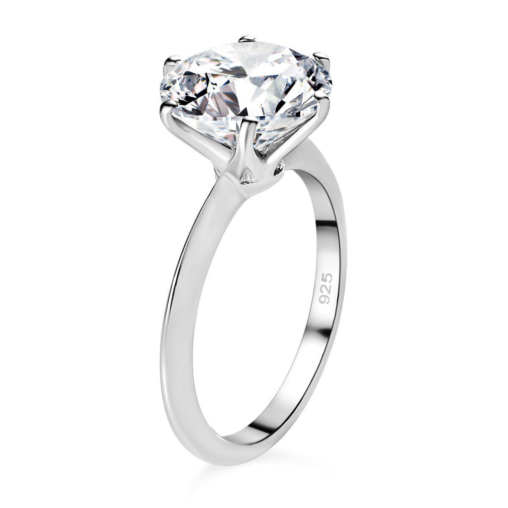 Moissanite Solitaire Ring in Platinum Overlay Sterling Silver 3.37 Ct._8853479_4