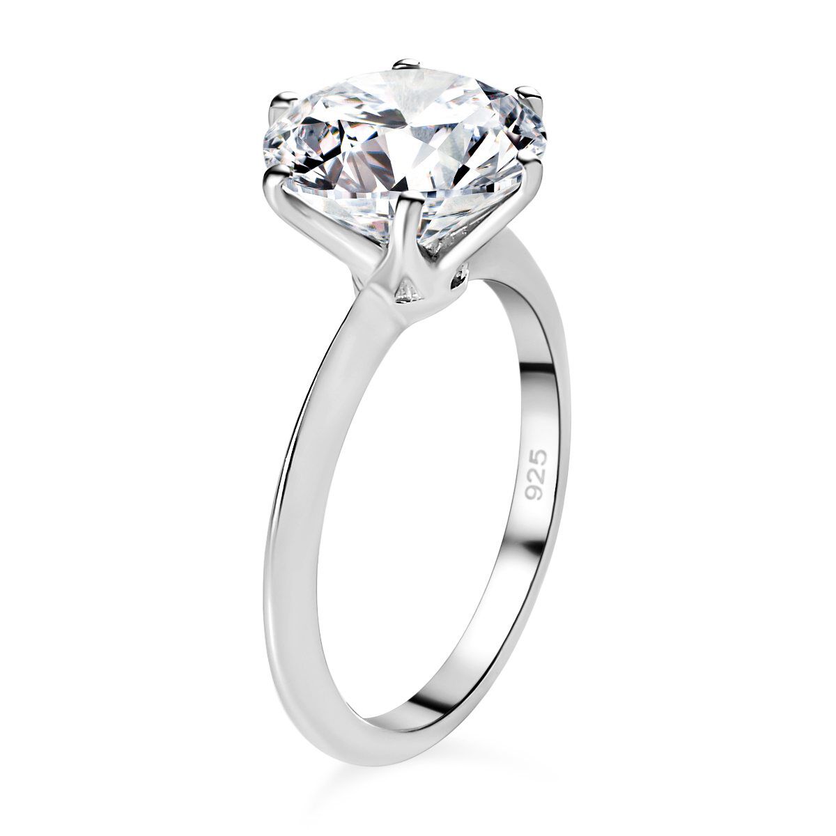 Moissanite Solitaire Ring in Sterling Silver with Platinum Overlay V32516006 5