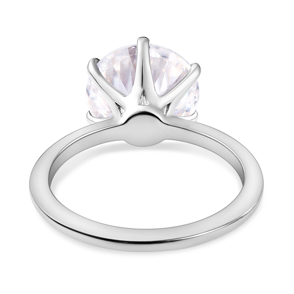 Moissanite Solitaire Ring in Sterling Silver with Platinum Overlay V32516006 6