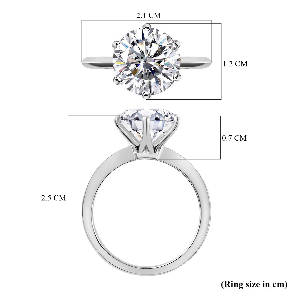 Moissanite Solitaire Ring in Sterling Silver with Platinum Overlay V32525652 7
