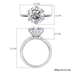 Moissanite Solitaire Ring in Platinum Overlay Sterling Silver 3.37 Ct._8853480_6