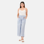 TAMSY 100% Cotton Wide Leg Pant (Size L) - Light Blue_8861178