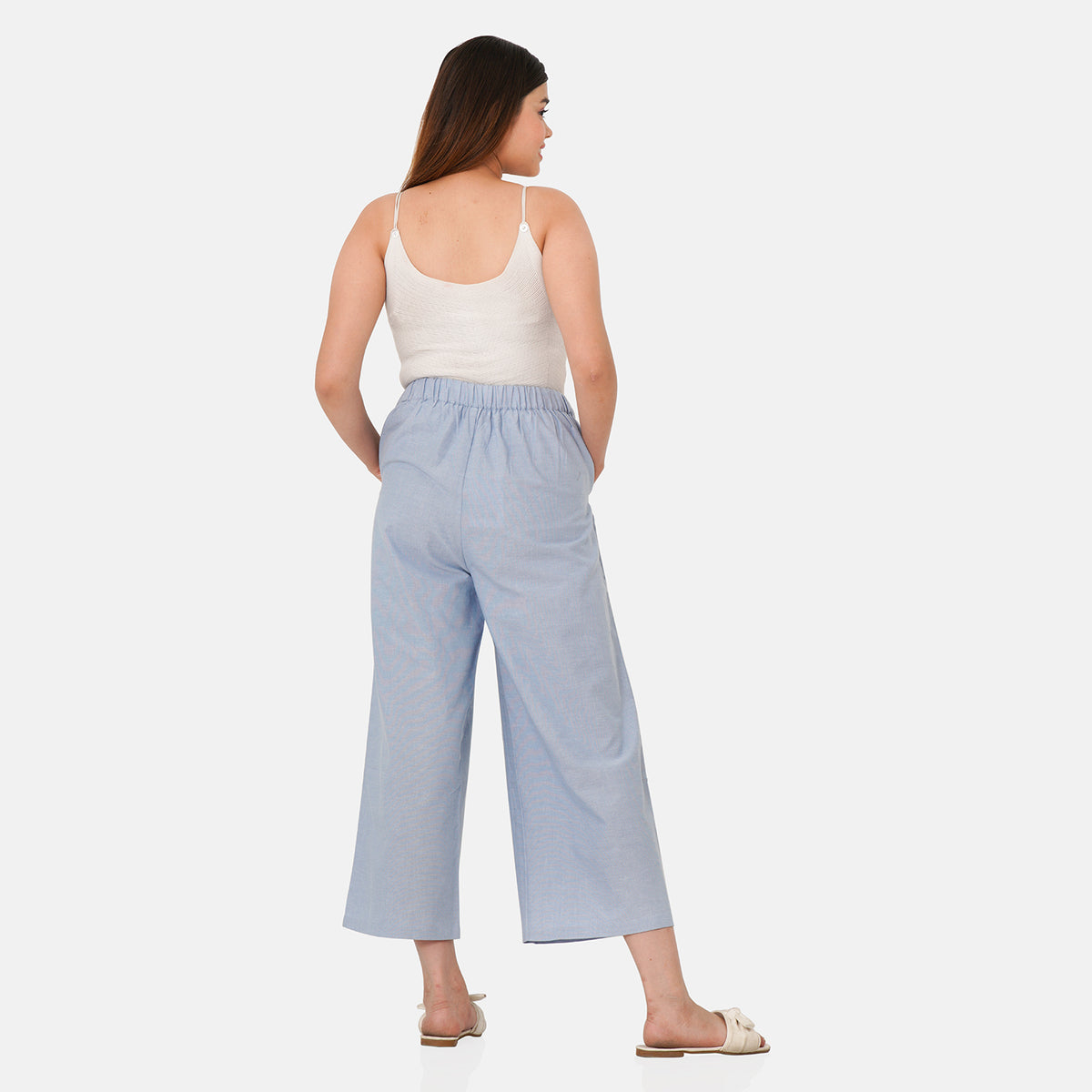 TAMSY 100% Cotton Wide Leg Pant  - Light Blue 8861178 8