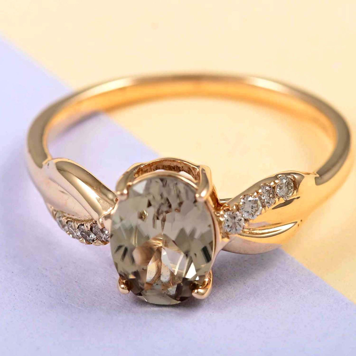 10K Yellow Gold Turkizite, White Diamond Solitaire Ring 8862433 1