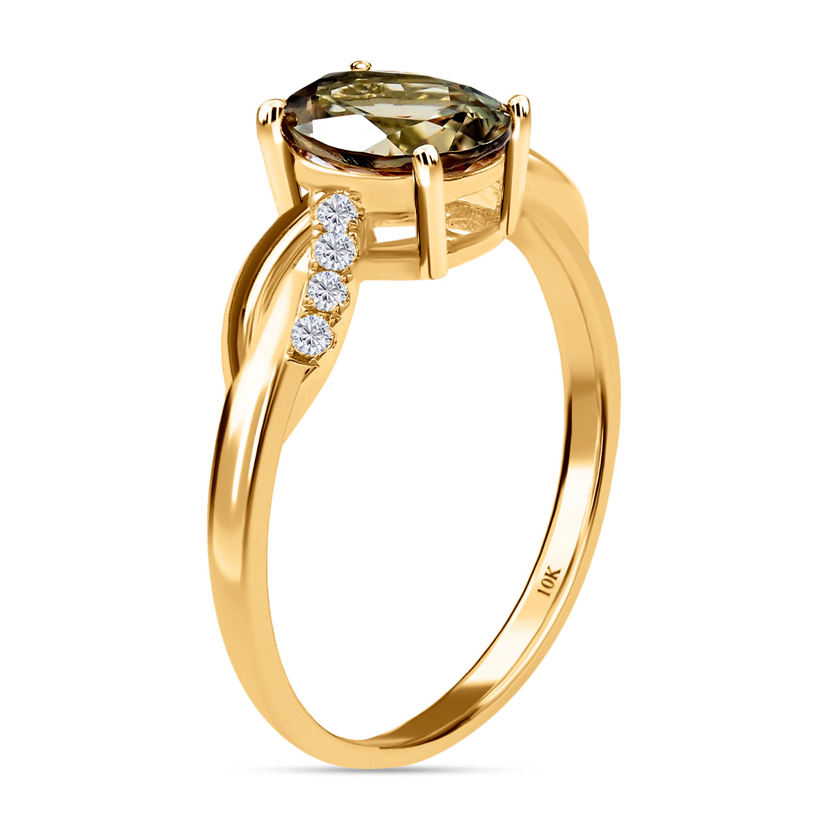 10K Yellow Gold Turkizite, White Diamond Solitaire Ring 8862433 3