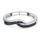 Royal Bali Collection - D'Joy Natural Blue Diamond Criss-Cross Ring in Platinum Overlay Sterling Silver_8892746