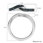 Royal Bali Collection - D'Joy Natural Blue Diamond Criss-Cross Ring in Platinum Overlay Sterling Silver_8892746_5
