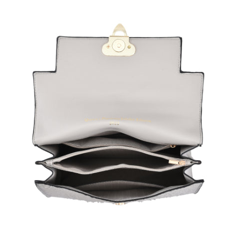 Croc Embossed Crossbody Bag with Adjustable Shoulder Strap - Light Grey 8892798 6