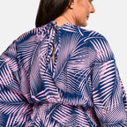 Tamsy - 100% Viscose Leaf Pattern Maxi Dress (One Size 8-18) - Navy Blue & Pink_8892923_4