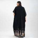 Tamsy Floral Embroidery Kaftan (One Size) - Black_8894565_1