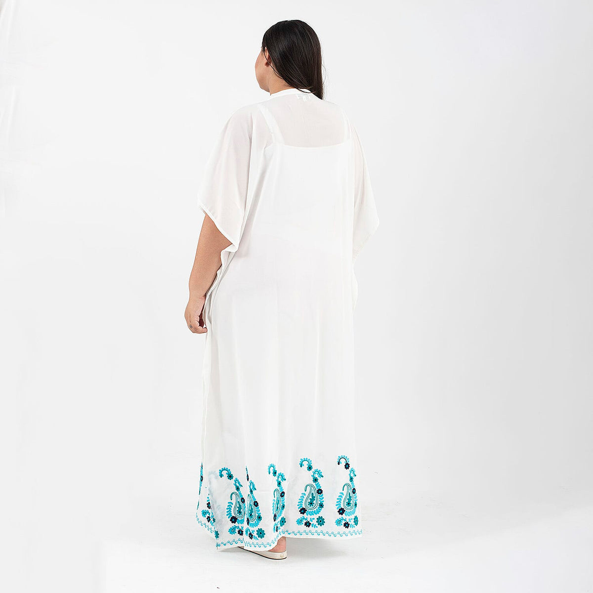 TAMSY Floral Embroidery Kaftan  - White 8894574 2