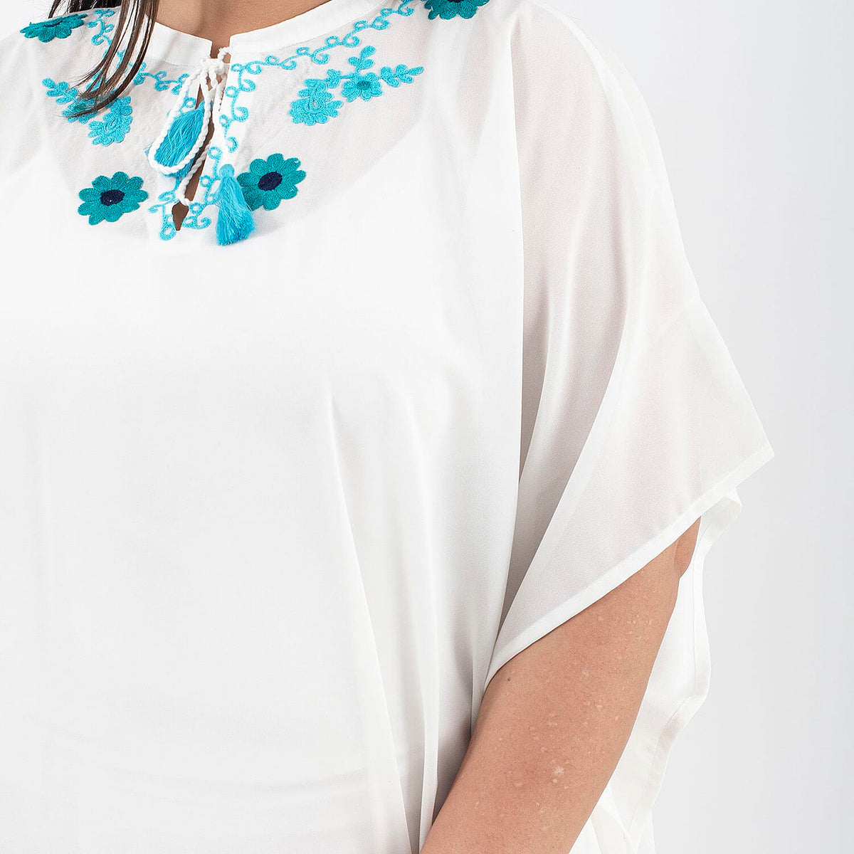 TAMSY Floral Embroidery Kaftan  - White 8894574 4