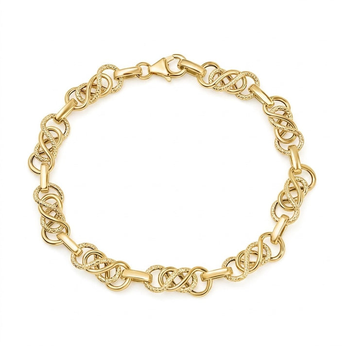 9K Yellow Gold 7mm Textured Celtic Bracelet 7.5 Inch 8894658 1