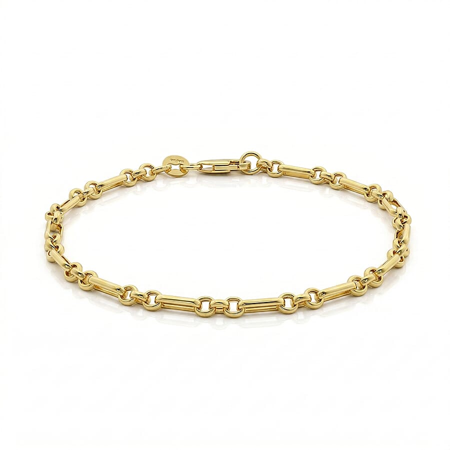 9K Yellow Gold 3.4mm Diamond Cut Figaro Belcher Chain Bracelet 7.5 Inch 8894669 0