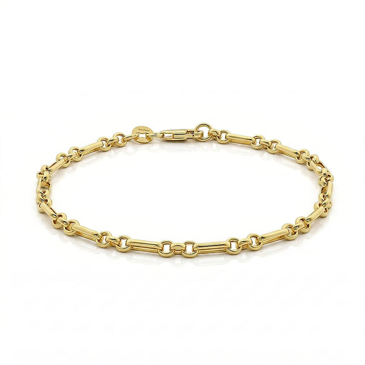 9K Yellow Gold 3.4mm Diamond Cut Figaro Belcher Chain Bracelet 7.5 Inch 8894669 1