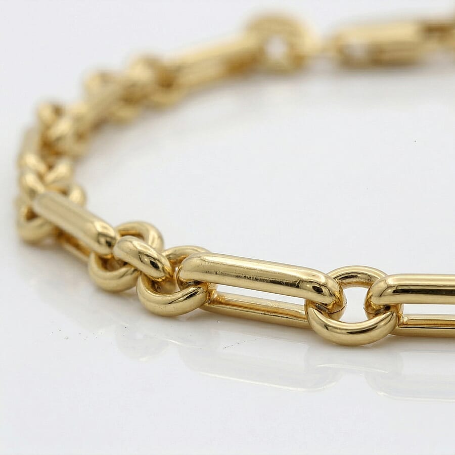 9K Yellow Gold 3.4mm Diamond Cut Figaro Belcher Chain Bracelet 7.5 Inch 8894669 3