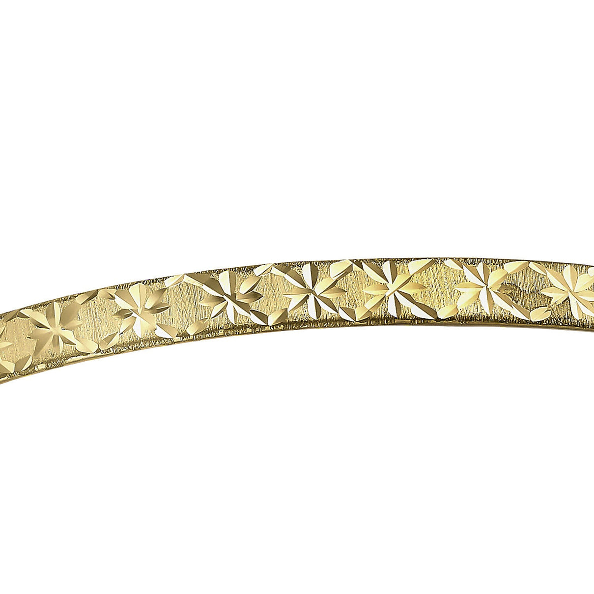 9K Yellow Gold Diamond Cut Star Pattern Expandable Bangle 8894697 8