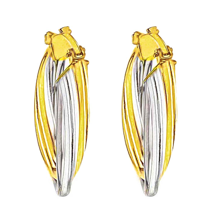9K 2 Colour Gold 19mm Polished Crossover Hoop Creole Earrings 8894745 2