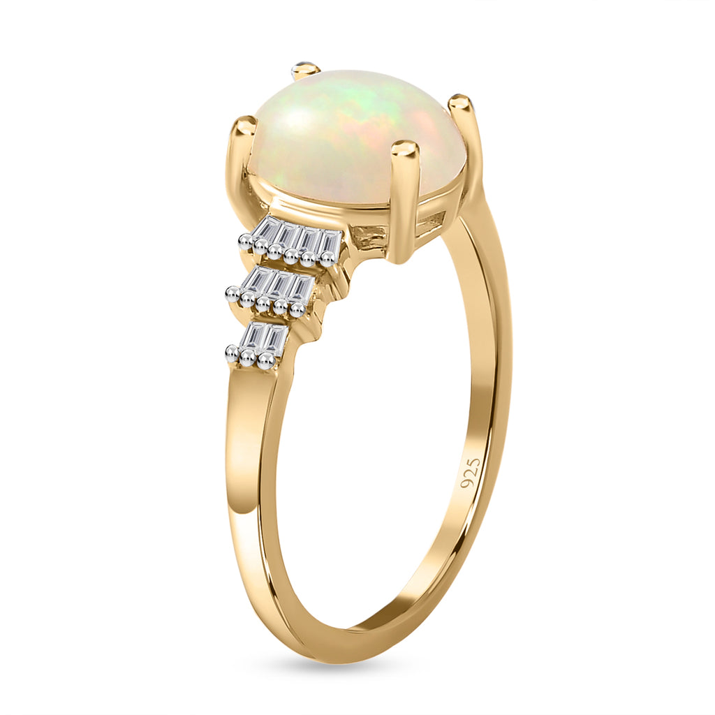 Ethiopian Welo Opal and Diamond Solitaire Ring in 18K Vermeil Yellow Gold Plated Sterling Silver 1.45 Ct._8897405_3