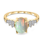 Ethiopian Welo Opal and Diamond Solitaire Ring in 18K Vermeil Yellow Gold Plated Sterling Silver 1.45 Ct._8897411