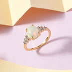 Ethiopian Welo Opal and Diamond Solitaire Ring in 18K Vermeil Yellow Gold Plated Sterling Silver 1.45 Ct._8897412_1
