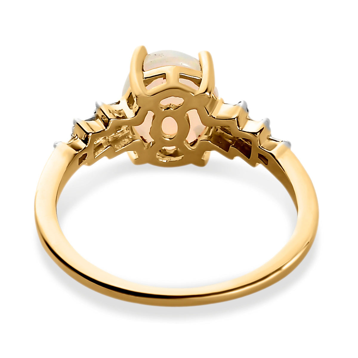 Ethiopian Welo Opal and Diamond Ballerina Ring in 18K Vermeil Yellow Gold Plated Sterling Silver V32520256 5
