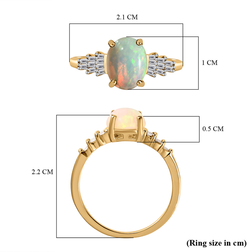 Ethiopian Welo Opal and Diamond Solitaire Ring in 18K Vermeil Yellow Gold Plated Sterling Silver 1.45 Ct._8897412_5