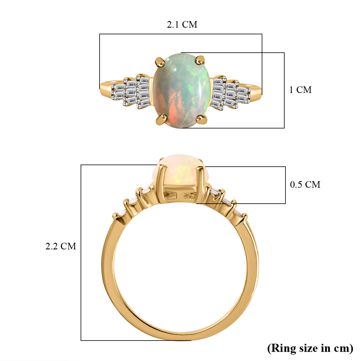 Ethiopian Welo Opal and Diamond Ballerina Ring in 18K Vermeil Yellow Gold Plated Sterling Silver V32520256 6
