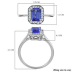 Tanzanite and Diamond Halo Ring in Rhodium Overlay Sterling Silver 1.14 Ct._8900369_5