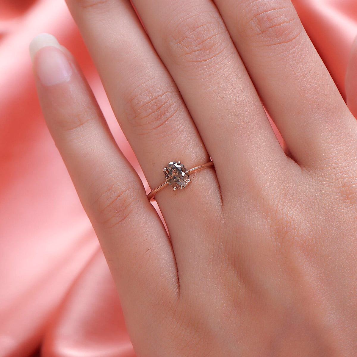 14K Rose Gold SGL Certified Natural Champagne Diamond (I1) Solitaire Engagement Ring 1.00 Ct. 8914754 3