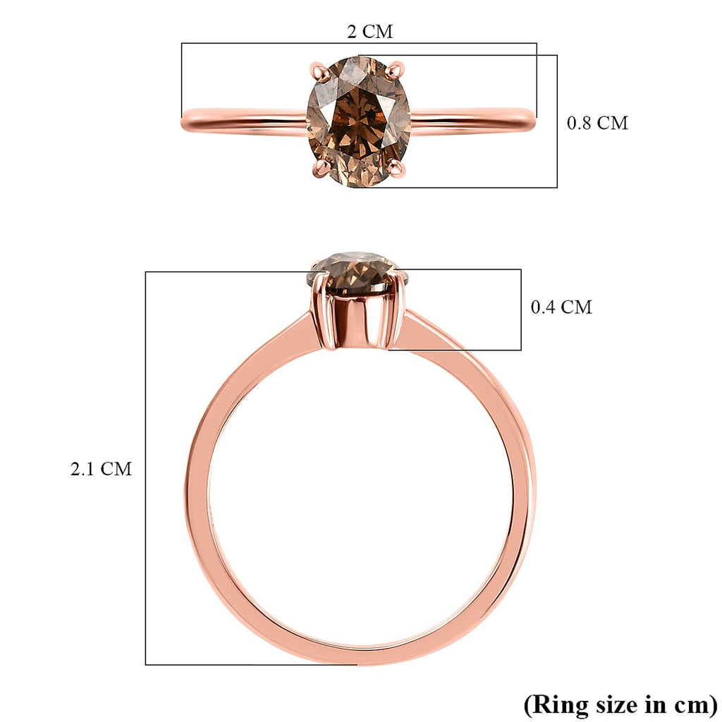 14K Rose Gold SGL Certified Natural Champagne Diamond (I1) Solitaire Ring 1.00 Ct.