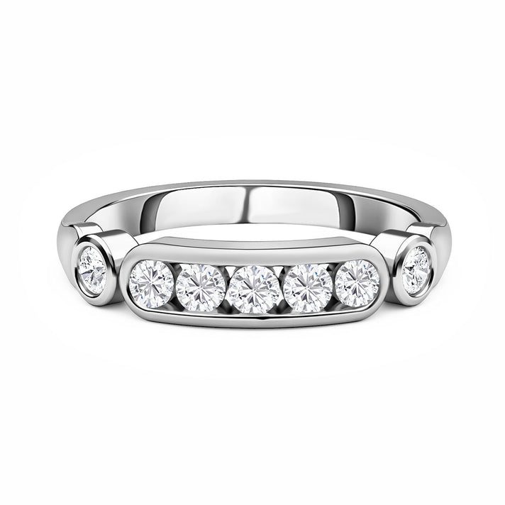Moissanite 7-Stone Ring in Sterling Silver with Platinum Plating 8924875 1
