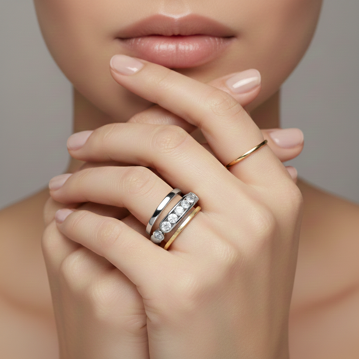 Moissanite 7-Stone Ring in Sterling Silver with Platinum Plating 8924875 2