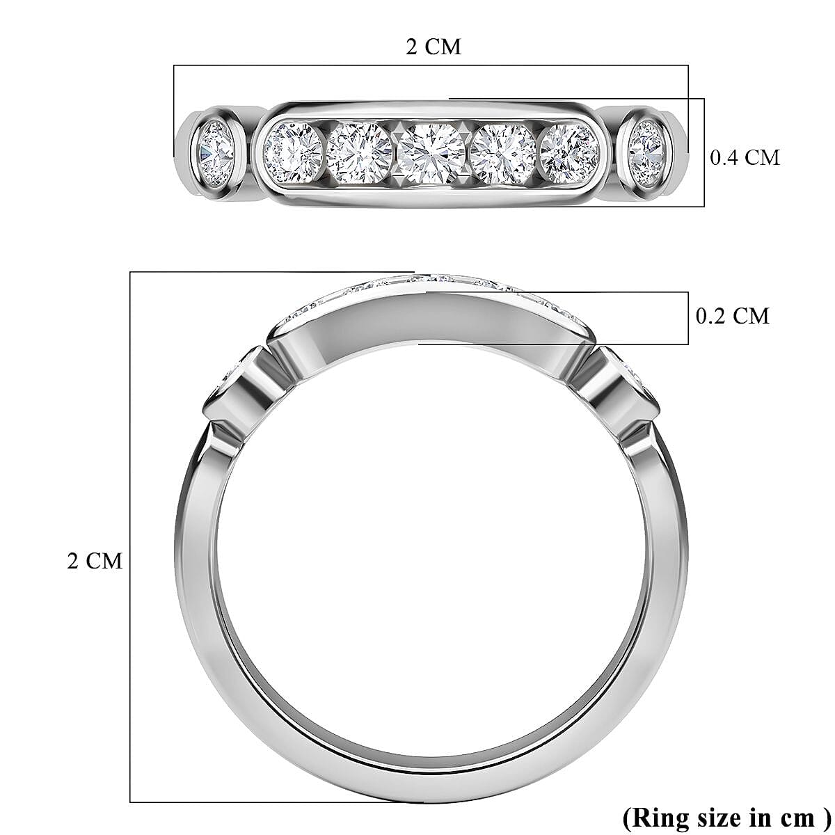 Moissanite 7-Stone Ring in Sterling Silver with Platinum Plating 8924875 9