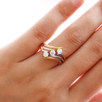 Royal Bali Collection - D'Joy Moissanite Trilogy Bypass Ring in 18K Vermeil Yellow & Rose Gold Plated & Platinum Overlay Sterling Silver_8925150_2