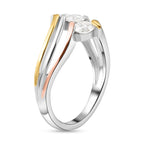 Royal Bali Collection - D'Joy Moissanite Trilogy Bypass Ring in 18K Vermeil Yellow & Rose Gold Plated & Platinum Overlay Sterling Silver_8925150_3