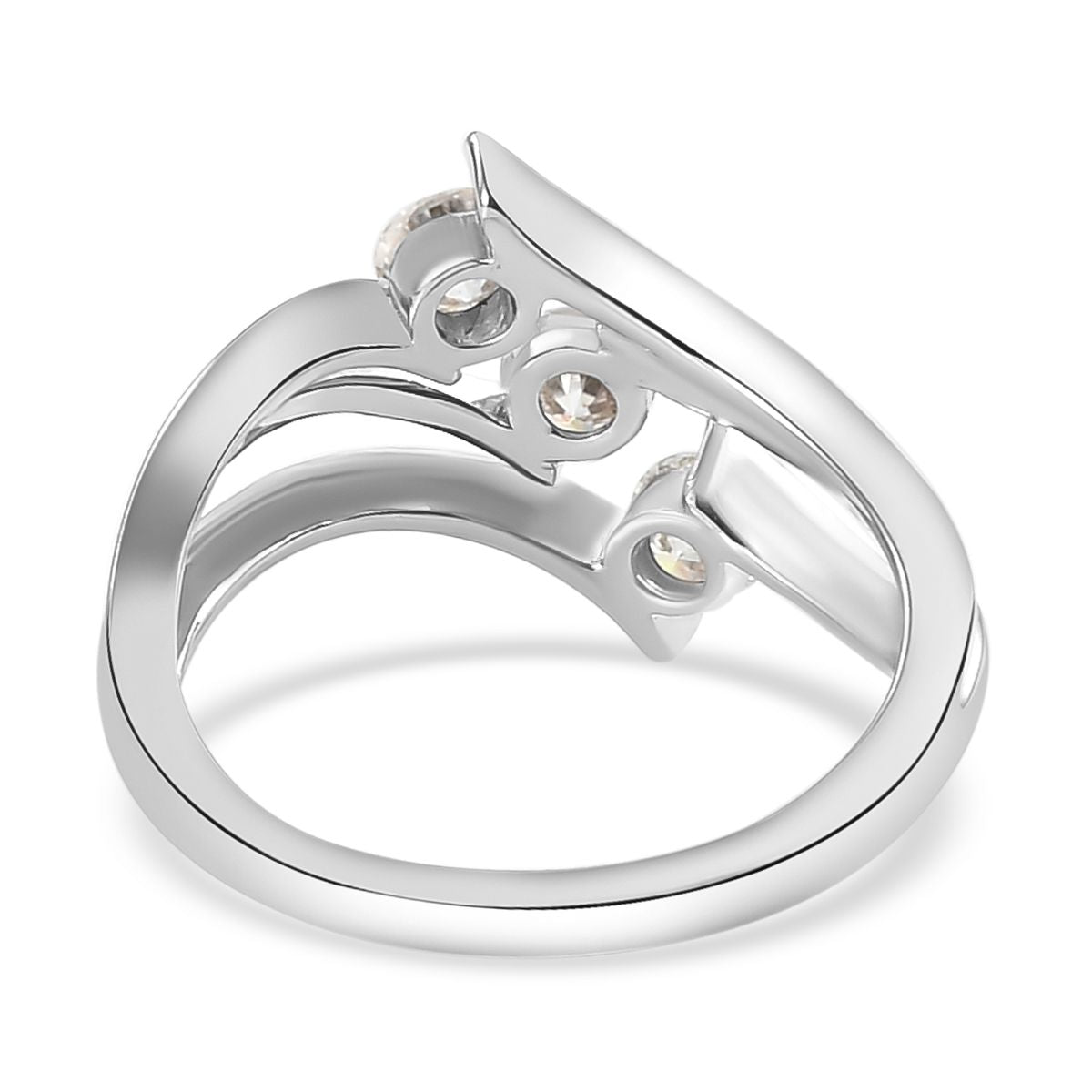Moissanite 3 Stone Crossover Ring in Three Tone 8925150 5