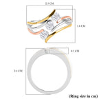 Royal Bali Collection - D'Joy Moissanite Trilogy Bypass Ring in 18K Vermeil Yellow & Rose Gold Plated & Platinum Overlay Sterling Silver_8925150_5