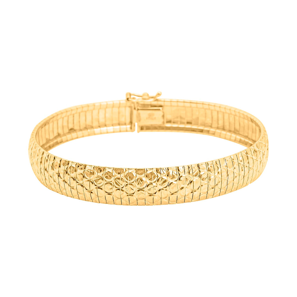 Sterling Silver Yellow Gold Plated 1mm Diamond Cut Circle-Design Cleopatra Bracelet 7.5 Inch