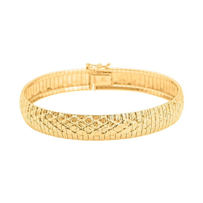 Sterling Silver Yellow Gold Plated 1mm Diamond Cut Circle-Design Cleopatra Bracelet 7.5 Inch 8928876 1