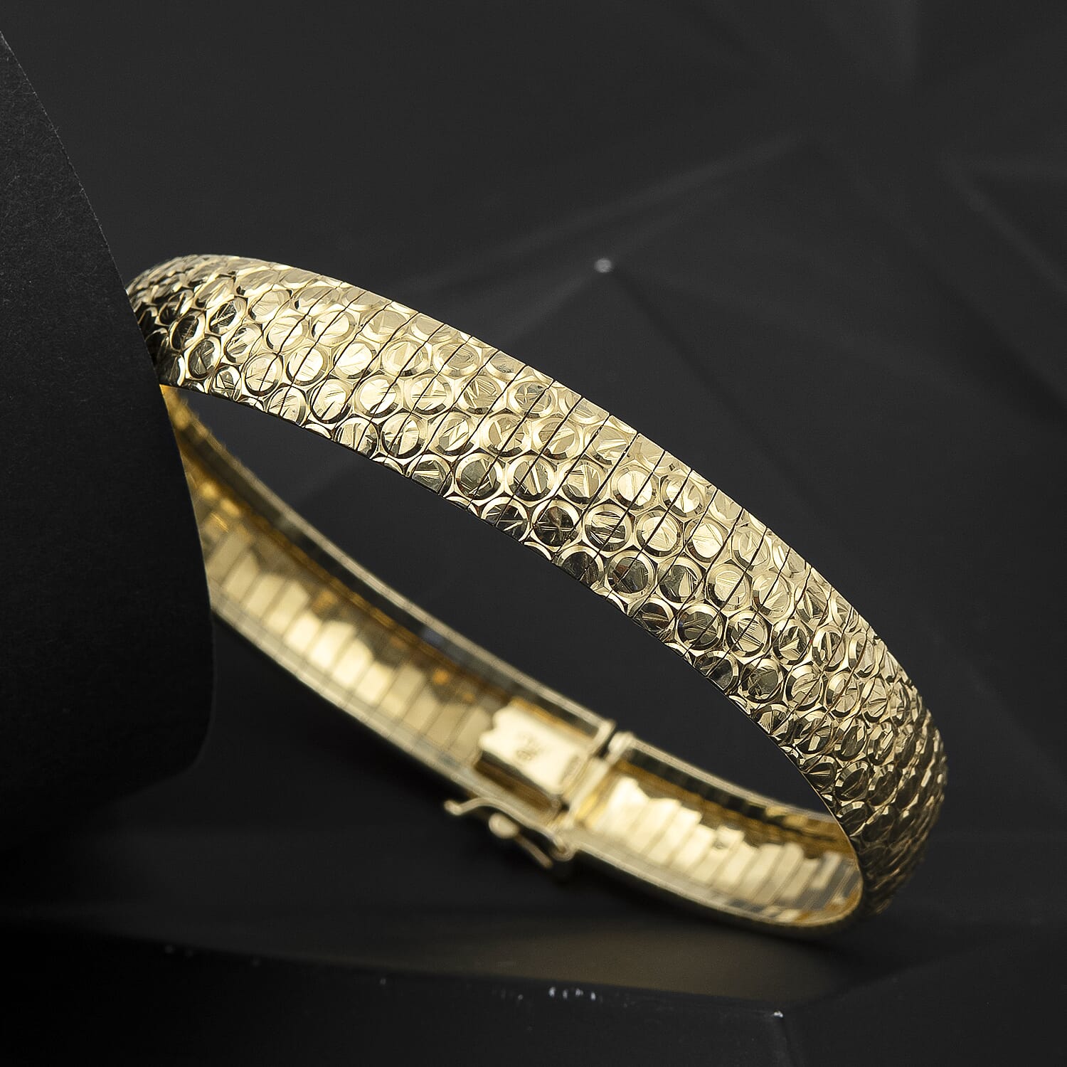 Sterling Silver Yellow Gold Plated 1mm Diamond Cut Circle-Design Cleopatra Bracelet 7.5 Inch 8928876 1