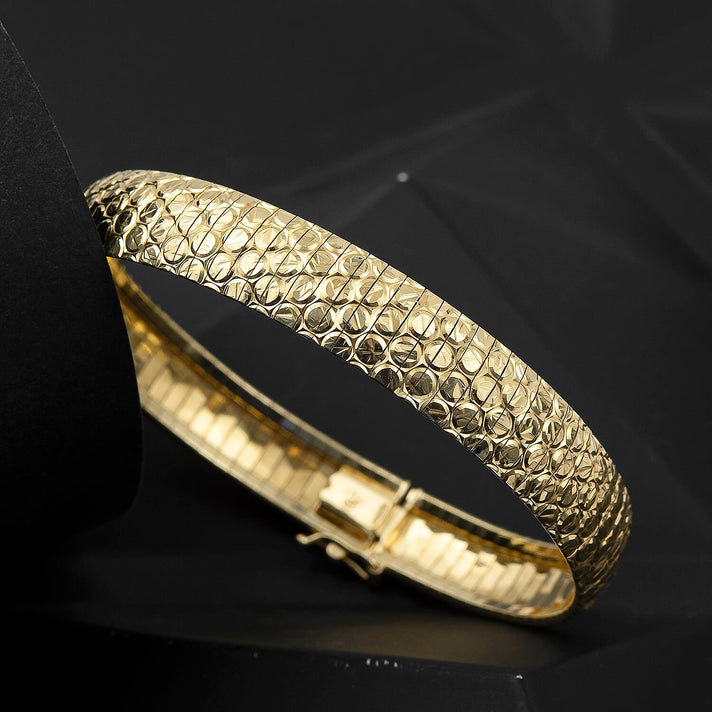 Sterling Silver Yellow Gold Plated 1mm Diamond Cut Circle-Design Cleopatra Bracelet 7.5 Inch 8928876 2